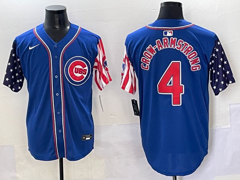 Men 2025 Chicago Cubs #4 Crow-Armstrong Blue a generation of national flags Joint Name Nike MLB Jersey style 1